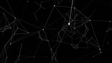 Parlak bağlantılı çizgilerin ağı. Parlayan çizgilerin dijital pleksi, noktalar. Ağ ya da bağlantı. Soyut dijital arkaplan. Gelecekçi vektör illüstrasyonu.