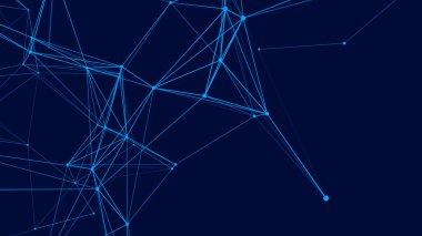 Dijital çizgi pleksi. Ağ ya da bağlantı. Soyut dijital arkaplan. Geleceksel vektör illüstrasyonu.