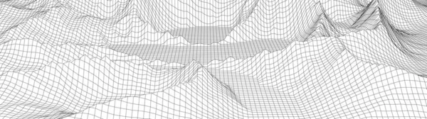 Telaio Vettoriale Paesaggio Illustrazione Della Griglia Tecnologica — Vettoriale Stock