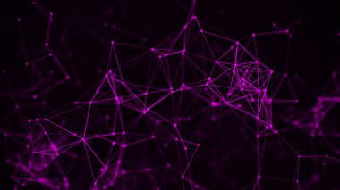 Bir sürü parlayan çizgi ve noktadan oluşan dijital pleksus. Soyut fütüristik geçmiş. 3B görüntüleme