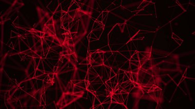 Bir sürü parlayan çizgi ve noktadan oluşan dijital pleksus. Soyut fütüristik geçmiş. 3B görüntüleme