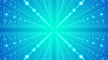 Sonsuzluk yanılsaması ve birçok noktayla donatılmış bir arka plan. Soyut fütüristik geçmiş. 3B görüntüleme.