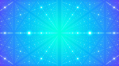 Sonsuzluk yanılsaması ve birçok noktayla donatılmış bir arka plan. Soyut fütüristik geçmiş. 3B görüntüleme.