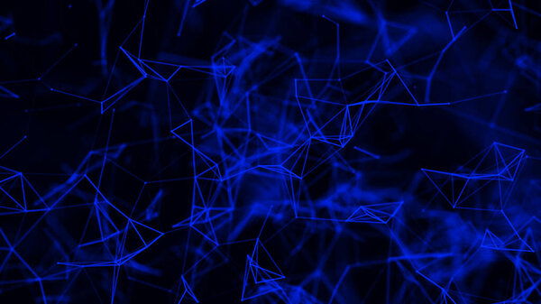 Цифровое сплетение многих светящихся линий и точек. Абстрактный футуристический фон. 3D рендеринг