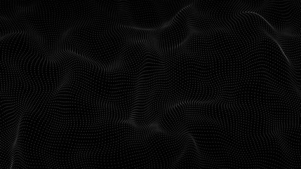 多くの点の抽象波 3D未来的背景イラスト ベクターイラスト — ストックベクタ