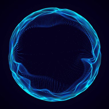 Çoklu noktaların geleceksel küresi. Soyut solucan deliği. Uzay tarzında illüstrasyon. 3B görüntüleme.