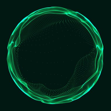 Çoklu noktaların geleceksel küresi. Soyut solucan deliği. Uzay tarzında illüstrasyon. 3B görüntüleme.