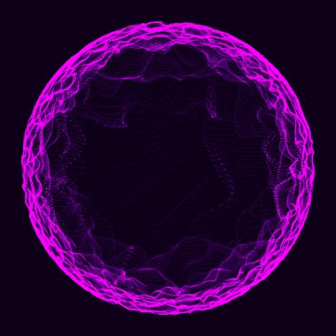 Çoklu noktaların geleceksel küresi. Soyut solucan deliği. Uzay tarzında illüstrasyon. 3B görüntüleme.
