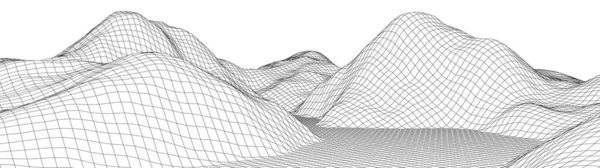 Vektor Wireframe Landschaft Technische Netzillustration — Stockvektor