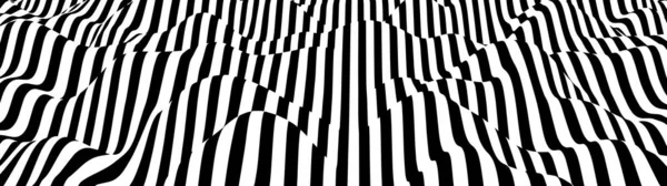 Abstrakte Welle Weißer Und Schwarzer Geschwungener Linien Halluzination Optische Täuschung — Stockvektor