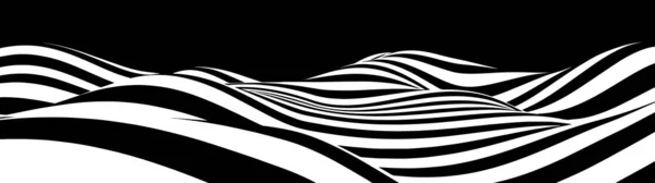 Onda Abstracta Líneas Curvas Blancas Negras Alucinaciones Ilusión Óptica Ilustración — Archivo Imágenes Vectoriales