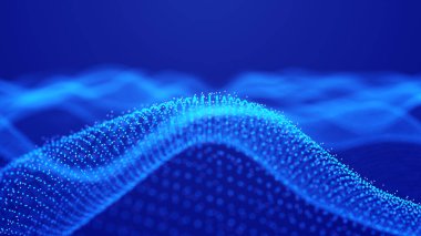 Birçok noktanın soyut dalgası. Fütürist arka plan çizimi. 3d oluşturma