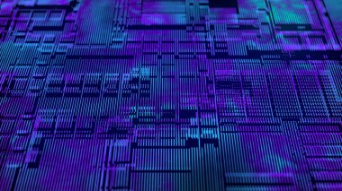 Sibernetik fütüristik arka plan. Büyük veri görselleştirmesi. Teknolojik 3D peyzaj. Soyut perspektif çizimi. 3B görüntüleme.