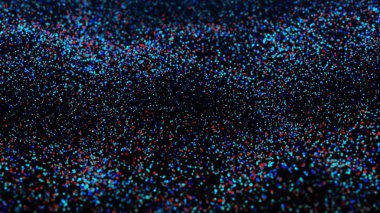 Birçok noktanın soyut dalgası. Fütürist arka plan çizimi. 3d oluşturma