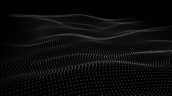 摘要许多亮点的动态波 大数据低矮的多形体明亮的粒子波 未来主义背景 矢量说明 — 图库矢量图片