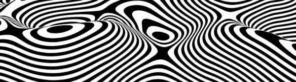Schwarz Weiße Halluzination Optische Täuschung Verdrehte Illustration Abstrakter Futuristischer Hintergrund — Stockvektor