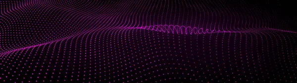 Abstrakte Dynamische Welle Von Teilchen Netzwerk Von Hellen Punkten Oder — Stockvektor