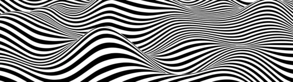 Αφηρημένο Κύμα Από Λευκές Και Μαύρες Καμπύλες Γραμμές Παραίσθηση Οπτική — Διανυσματικό Αρχείο
