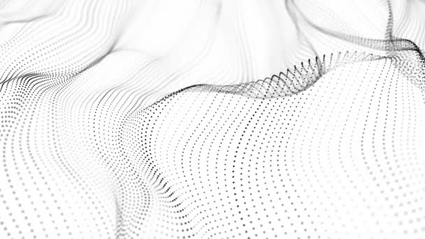 Анотація Динамічної Хвилі Багатьох Частинок Цифровий Фон Безшовна Петля Візуалізація — стокове відео