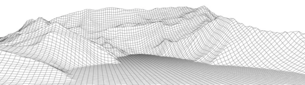 Vector Wireframe Paisagem Ilustração Grade Tecnologia —  Vetores de Stock