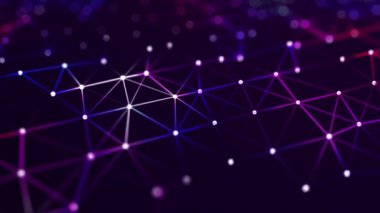 Perspektif şebekesi. Büyük veri. Birbirine bağlı noktalar ve çizgiler ağı. Dijital arka plan. Kusursuz döngü. 3B görüntüleme.