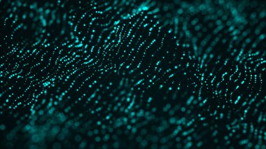 Birçok noktanın soyut dalgası. Fütürist arka plan çizimi. 3d oluşturma