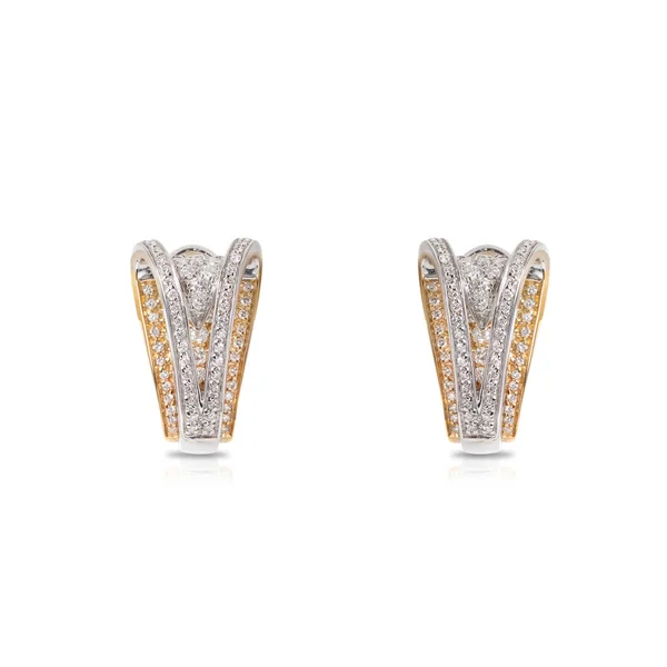 Spectacular Earrings White Yellow Gold Diamonds Isolated White Background — Stock Photo, Image