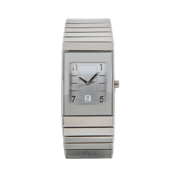 Relógio Luxo Prata Feito Cerâmica High Tech Preto Pulseira Cerâmica — Fotografia de Stock