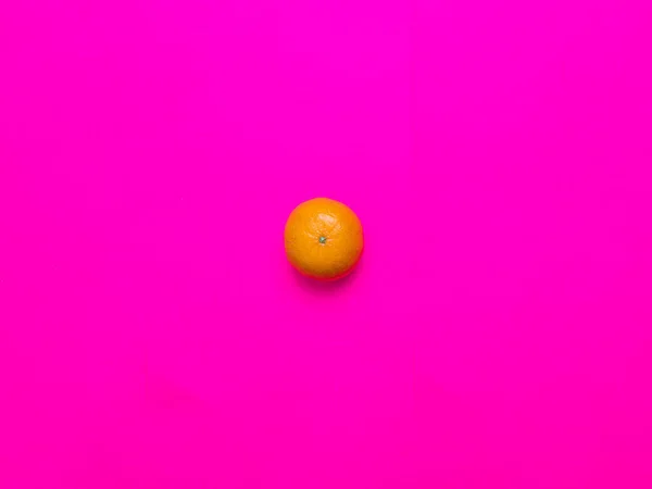 Fruta Colorida Mandarinas Frescas Sobre Fondo Rosa Vista Superior — Foto de Stock