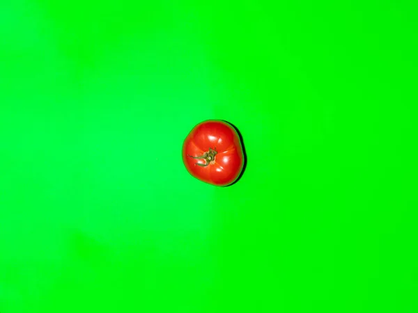 Colorful Fresh Tomato Green Background Top View — Stock Photo, Image