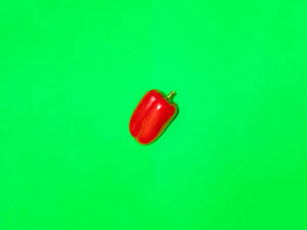 Colorful Fresh Pepper Green Background Top View — Stock Photo, Image