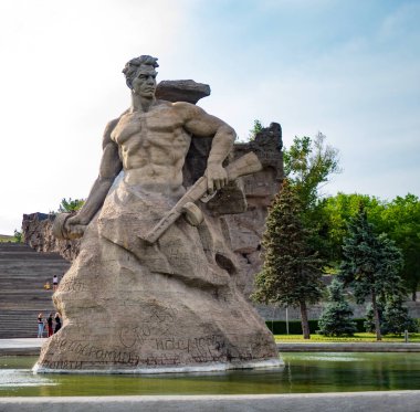 Volgograd / Rusya - 05: 25 2019: Mamayev Kurgan 'daki 