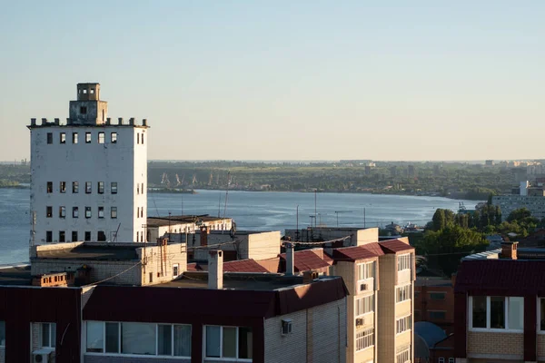 Vista Saratov Rusia Temprano Noche Ascensor Abandonado Río Volga Distrito —  Fotos de Stock