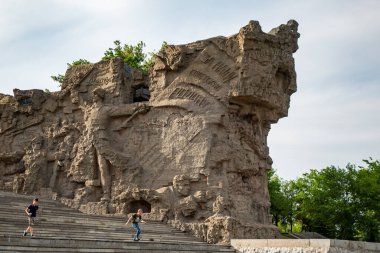 Volgograd / Rusya - 05 25 2019: Mamayev Kurgan Anıt Kompleksi 'nde 
