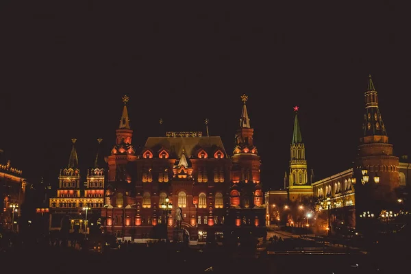 Red Square and Russian State History Museum at night, Moscow.Russia Nov 22, 2017 — 스톡 사진
