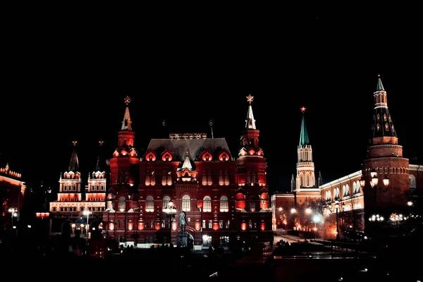 Red Square and Russian State History Museum at night, Moscow.Russia Nov 22, 2017 — 스톡 사진