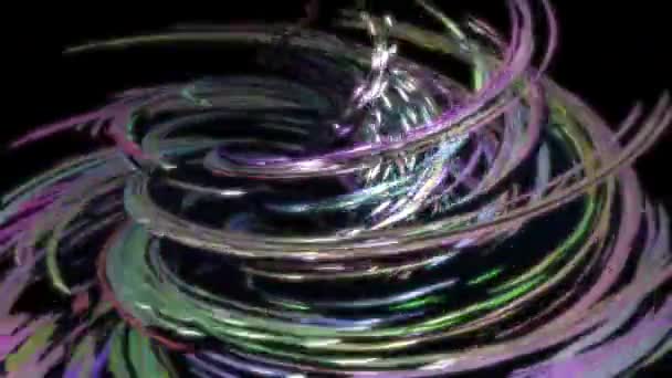Абстрактная Геометрическая Композиция Вращающихся Цветных Спиралей Render — стоковое видео