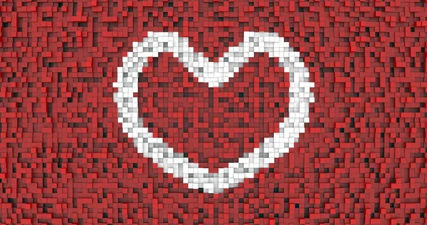 Geometrik kompozisyon, kalp. 3d Hazırlama.