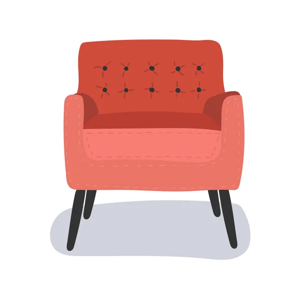 Sillón Rojo Muebles Moda Concepto Interior Estilo Escandinavo Ilustración Vectorial — Vector de stock