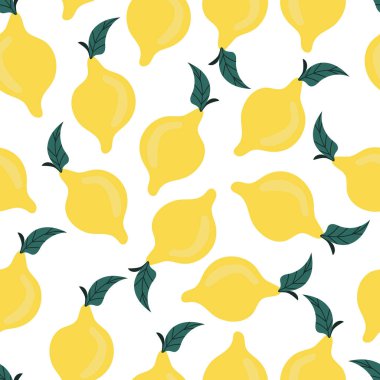 Parlak limonlu kusursuz desen, tropikal iz. Parlak düz vektör çizimi.