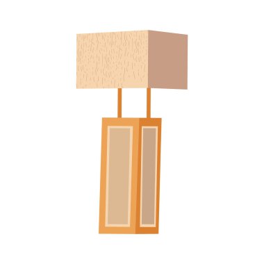 bej kare masa lambası. İskandinav tarzı bir lamba. Düz vektör çizimi. Beyaz arkaplanda izole edilmiş nesne.