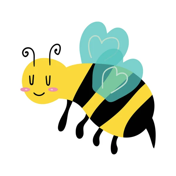 Bee Vector Illustration Cartoon Flat Icon Isolated White Can Used — Stock Vector