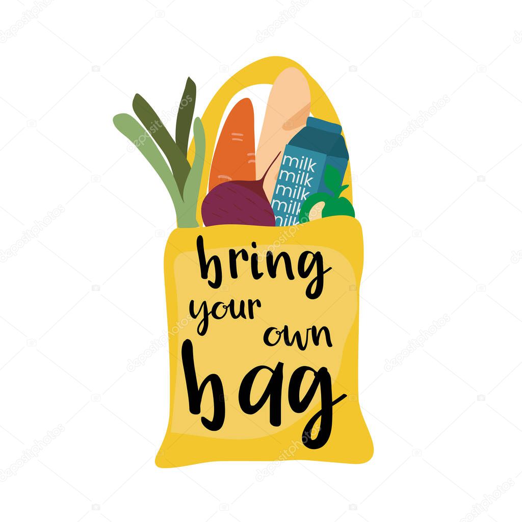 shopping bag with vegetables. Mesh eco bag full of vegetables isolated on white background. Modern shopper with fresh organic food from local market.