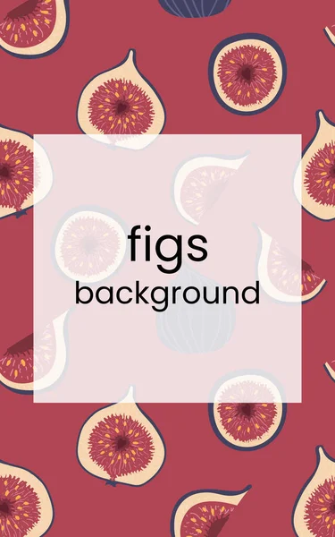 Fig Fresh Tropic Fruit Banner Cartoon Color Vector Border Frame — Stock Vector