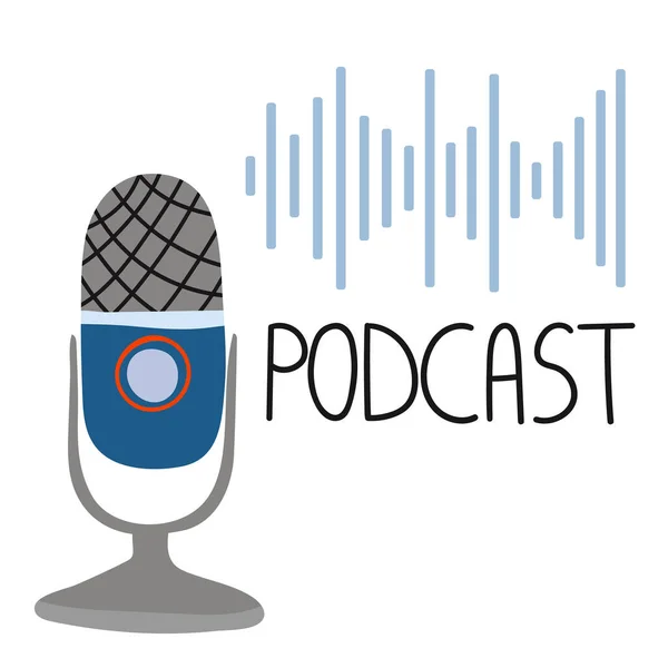 Moderno Podcast Show Conceito Blog Áudio Brodcast Ilustração Plana Microfone — Vetor de Stock