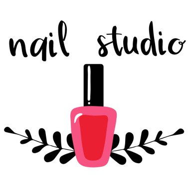 Manikür salonu, stüdyo, bar, spa, butik için vektör logoti tasarımı. Örnek metin içeren çivi sanatı etiketleri. Manikür salonu logo şablonları kümesi.
