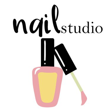 Manikür salonu, stüdyo, bar, spa, butik için vektör logoti tasarımı. Örnek metin içeren çivi sanatı etiketleri. Manikür salonu logo şablonları kümesi.