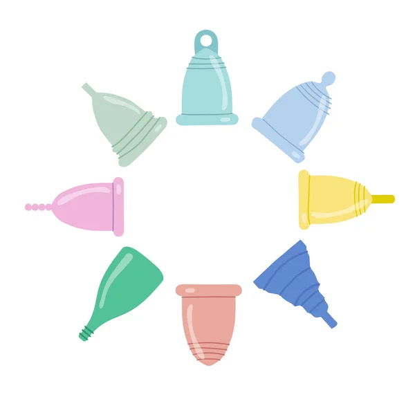 Menstruationstasse Set Vorhanden Umweltfreundliche Silikonwaschbare Menstruationstasse Keine Verschwendung Von Zeit — Stockvektor