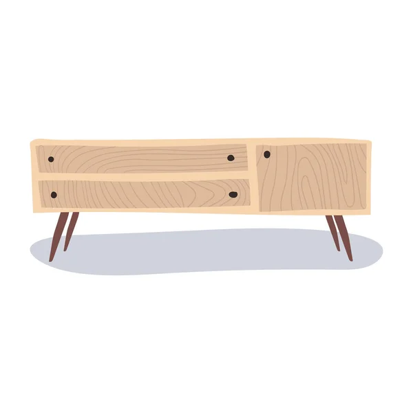Träbord Nattduksbord Moderiktiga Möbler Skandinavisk Stil Inredningskoncept Platt Vektor Illustration — Stock vektor