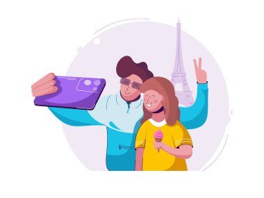 Paris 'te cep kameralı selfie fotoğrafı.